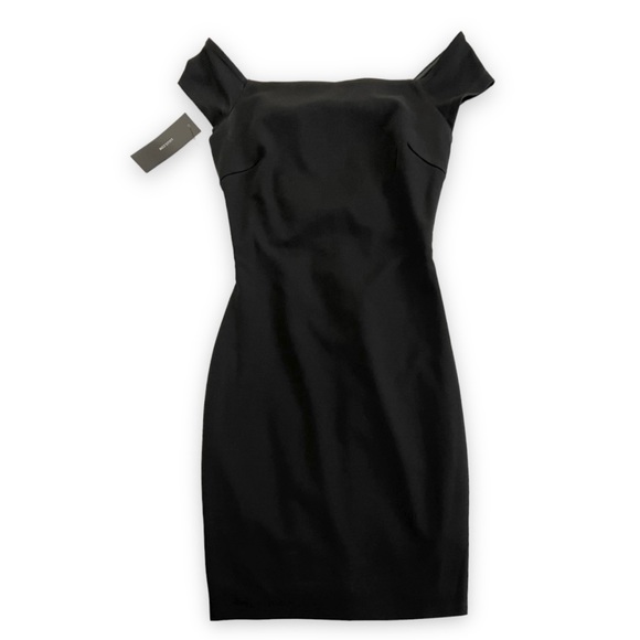 Lulu's Black Bow-Getter Black Off-the-Shoulder Bodycon Dress XS NWT - Picture 8 of 11